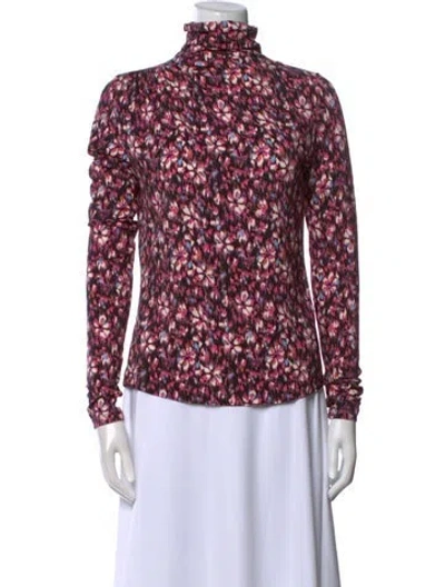 Pre-owned Isabel Marant Étoile Floral Print Turtleneck Blouse In Pink