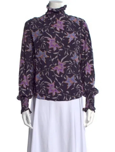 Pre-owned Isabel Marant Étoile Floral Print Turtleneck Blouse W/ Tags In Purple