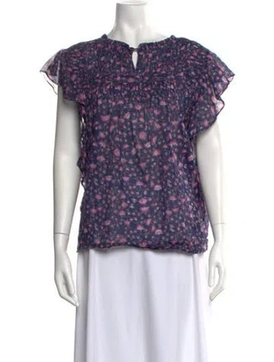 Pre-owned Isabel Marant Étoile Floral Print V-neck Blouse In Blue