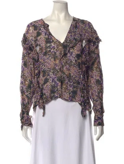 Pre-owned Isabel Marant Étoile Floral Print V-neck Blouse In Multicolor