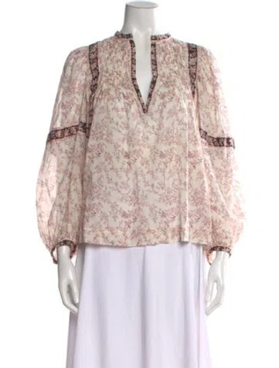 Pre-owned Isabel Marant Étoile Floral Print V-neck Blouse In Neutral