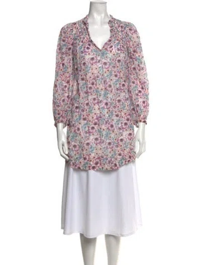 Pre-owned Isabel Marant Étoile Floral Print V-neck Blouse In Pink