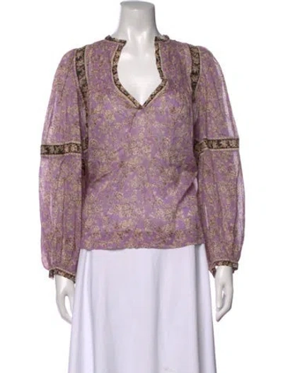 Pre-owned Isabel Marant Étoile Floral Print V-neck Blouse In Purple
