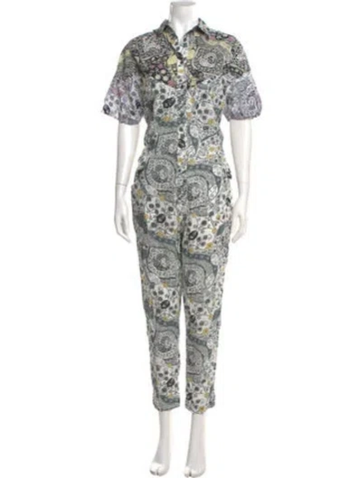 Pre-owned Isabel Marant Étoile Floral Print V-neck Jumpsuit In Black