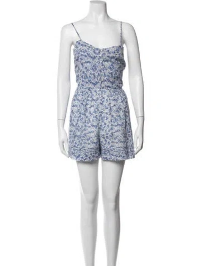 Pre-owned Isabel Marant Étoile Floral Print V-neck Romper W/ Tags In White