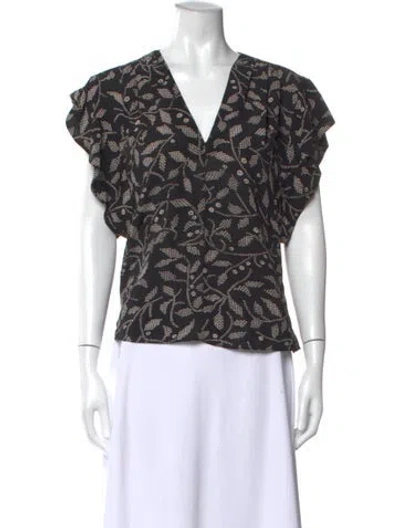 Pre-owned Isabel Marant Étoile Floral Print V-neck Top In Black