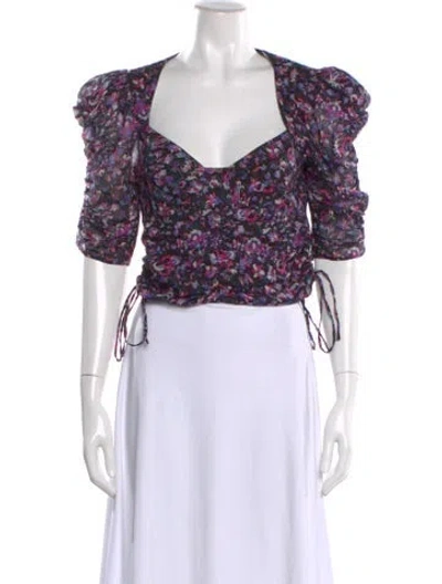Pre-owned Isabel Marant Étoile Floral Print V-neck Top In Neutral
