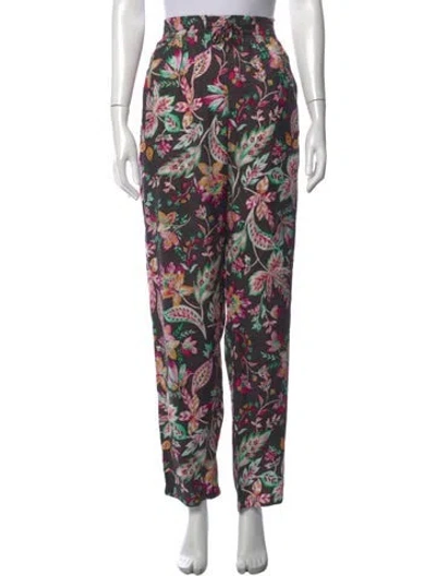 Pre-owned Isabel Marant Étoile Floral Print Wide Leg Pants In Black/green/purple