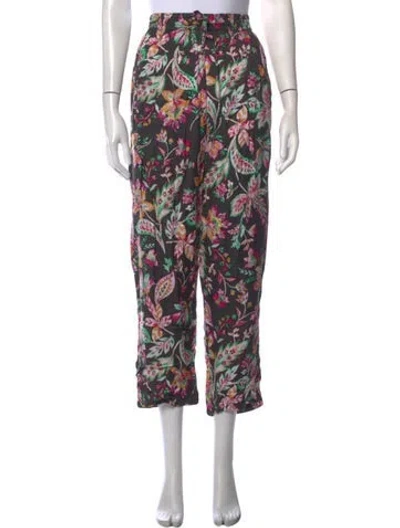 Pre-owned Isabel Marant Étoile Floral Print Wide Leg Pants In Black/green/purple