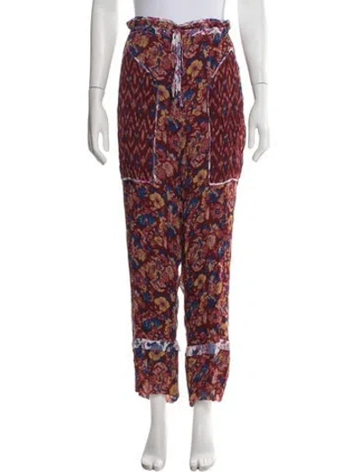 Pre-owned Isabel Marant Étoile Floral Print Wide Leg Pants In Burgundy