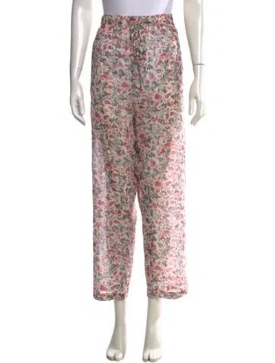 Pre-owned Isabel Marant Étoile Floral Print Wide Leg Pants In White