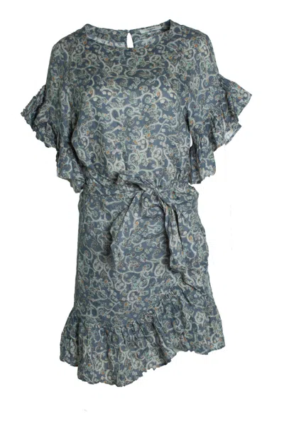 Isabel Marant Étoile Floral Printed Ruffle Dress In Blue