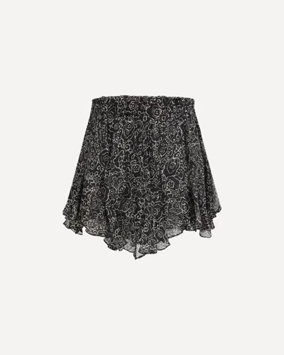 Isabel Marant Étoile Floral Ruffled Shorts In Viscose In Black