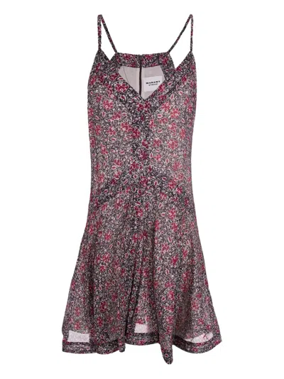 Isabel Marant Etoile Floral-print Cotton Mini Dress In Purple