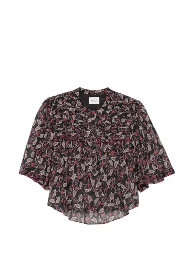 Isabel Marant Étoile Floral-print Ruffled Blouse In Black