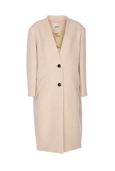 Isabel Marant Étoile Longline V-neck Coat Pockets In Brown