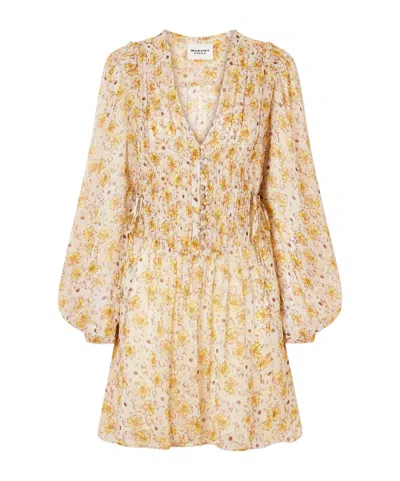 Isabel Marant Étoile Florel Floral-print Crêpe De Chine Mini Dress In Orange