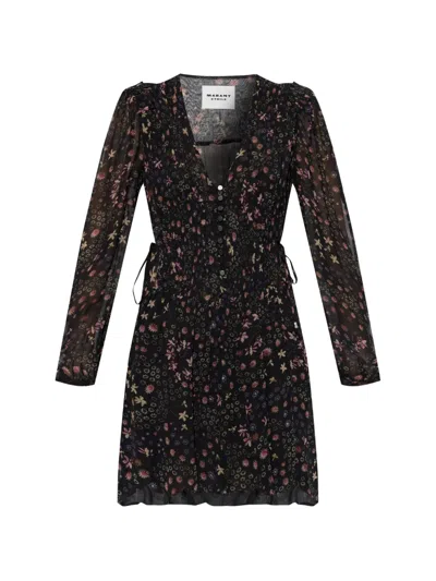 Isabel Marant Étoile Florel Floral-print Mini Dress In Black