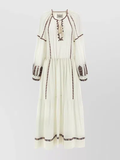 ISABEL MARANT ÉTOILE 'FLORENZA' EMBROIDERED WAIST LONG TIERED DRESS