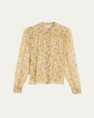 Isabel Marant Étoile Florine Floral Georgette Blouse In Gold