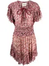 Isabel Marant Étoile Abstract-print Shirred-detail Dress In Rot
