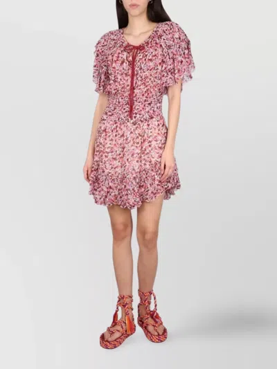 Isabel Marant Étoile Florise Floral Layered Ruffle Tie Dress In Multicolour