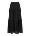 Isabel Marant Étoile Black Volodia Gz Ruffled Flared Cotton-blend Midi Skirt In Black