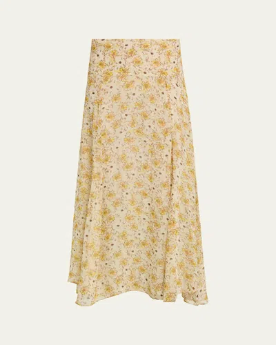 Isabel Marant Étoile Fran Floral Georgette Maxi Skirt In Yellow