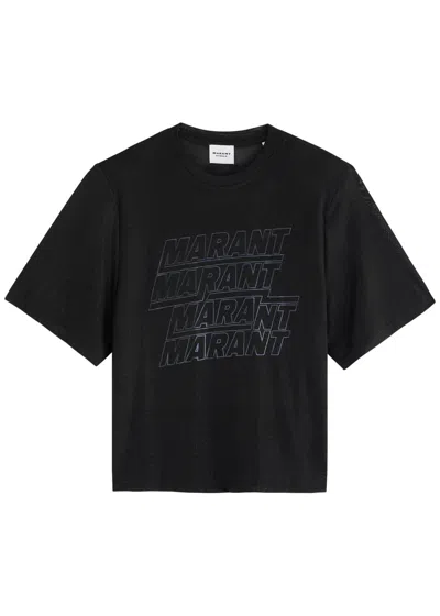 Isabel Marant Étoile Freya Logo Jersey T-shirt In Black