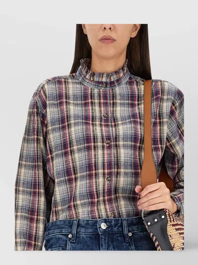 ISABEL MARANT ÉTOILE FRILLED COLLAR CHECKED PATTERN SHIRT
