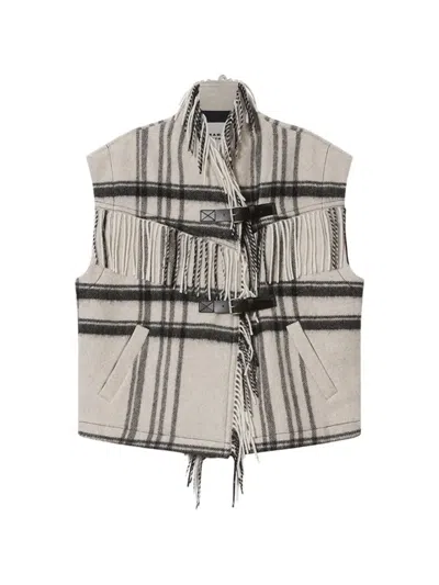 Isabel Marant Étoile Fringed Checked Vest In Multi