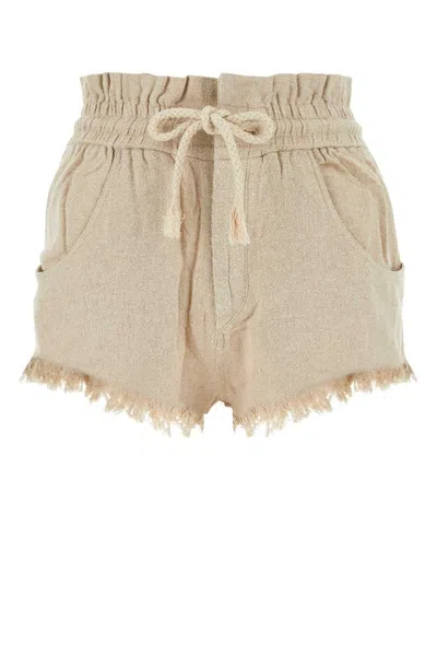 Isabel Marant Étoile Fringed Drawstring Shorts In Beige