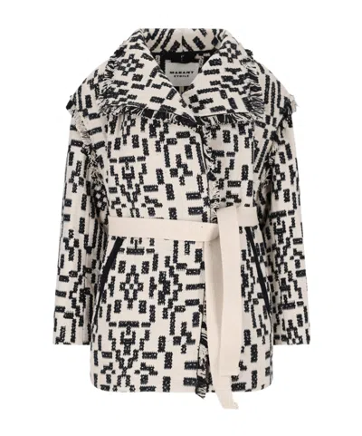 Isabel Marant Étoile Fringe-detailed Belted Coat In Multi