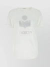 Isabel Marant Étoile Zewel Metallic Logo Slub Linen Graphic Tee In White