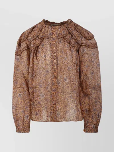 Isabel Marant Étoile Ga Sheer Ruffled Paisley Shirt