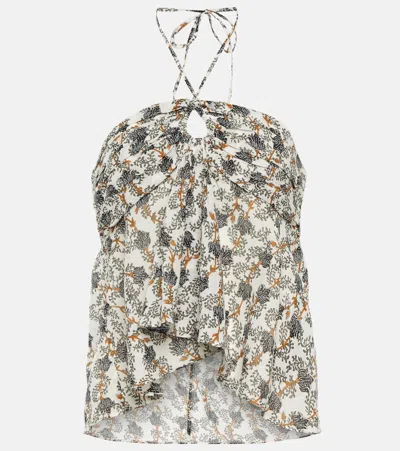 Isabel Marant Étoile Gabao Printed Cotton Top In Khaki