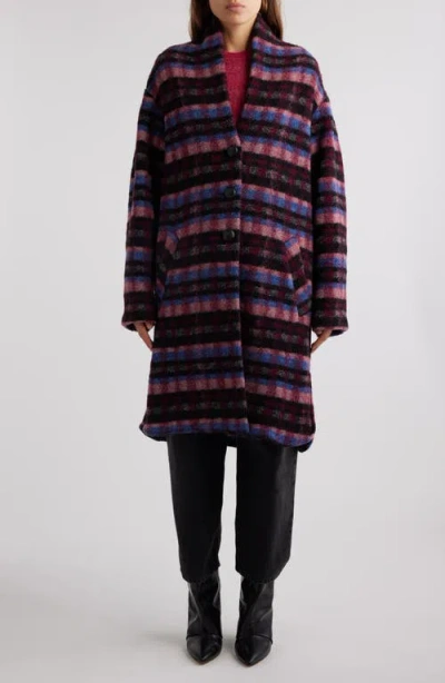 Isabel Marant Étoile Gabriel Abstract Print Wool Blend Coat In Pink/ Plum