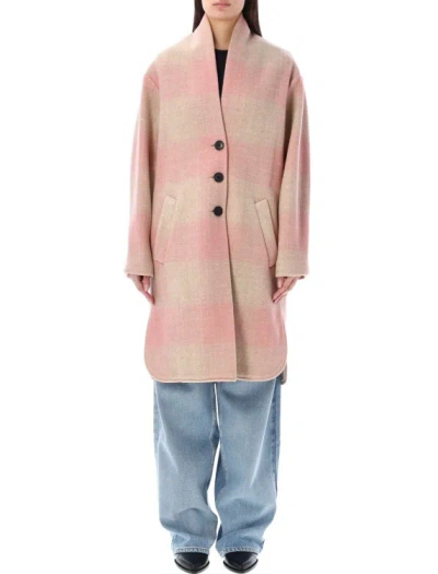 Isabel Marant Étoile Gabriel Check Coat In Light Pink