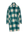 Isabel Marant Étoile Gabriel Checked Felted Coat In Blue
