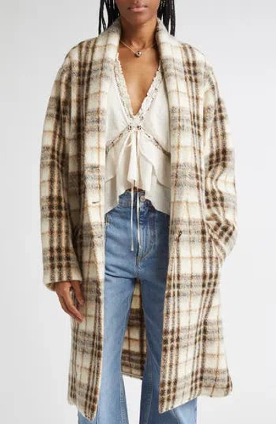 Isabel Marant Étoile Gabriel Plaid Wool Blend Coat In Brown