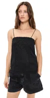 Isabel Marant Étoile Womens Black Gaelia Lace-trim Cotton Camisole Top
