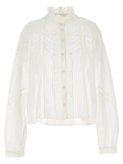 Isabel Marant Étoile 'striped Sheer Shirt Ruffled Details' In White