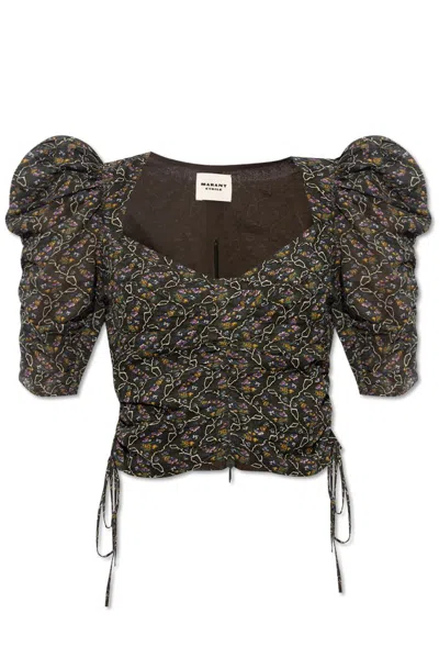 Isabel Marant Étoile Galaor Floral Printed Cropped Top In Multi