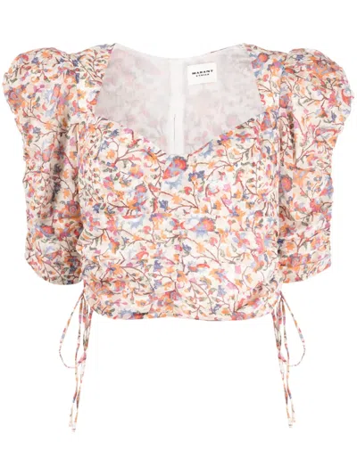 Isabel Marant Étoile Floral-print Puff-sleeve Blouse In Multicolour