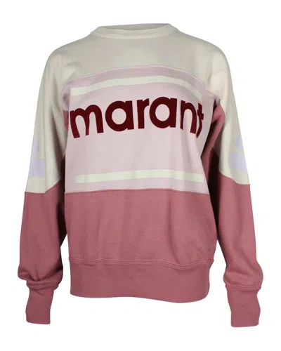 Isabel Marant Etoile Gallian Colorblock Logo Pullover Sweatshirt In Pink Cotton