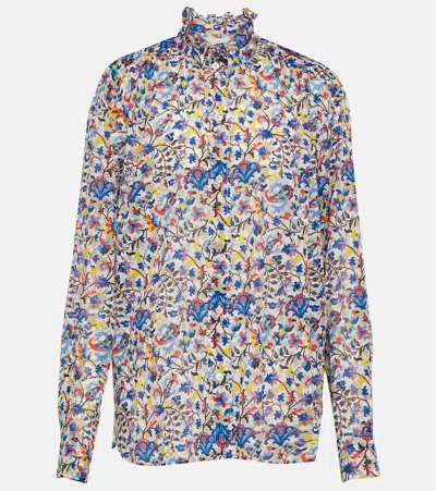 Isabel Marant Étoile Floral Cotton Blouse In Blue