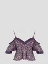 Isabel Marant Étoile Garuva Cold-shoulder Cropped Printed Cotton-voile Top In Pink & Purple