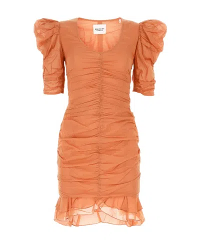 Isabel Marant Étoile Isabel Marant Etoile Copper Cotton Sireny Mini Dress In Orange