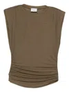 Isabel Marant Étoile Gathered-shoulder T-shirt In Brown