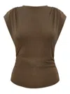Isabel Marant Étoile Isabel Marant Etoile Gathered Shoulder Tee In Brown